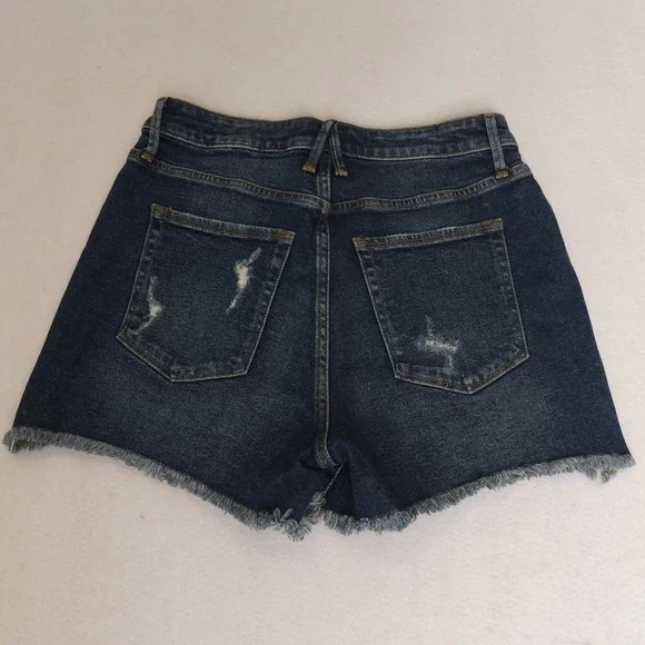 Good American Shorts‎ Womens 8 Blue High Rise Distressed Denim Cutoff Frayed Hem - Picture 6 of 8